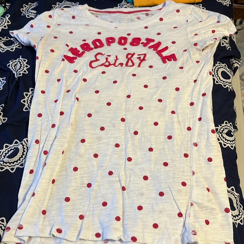 white dotted fitted shirt